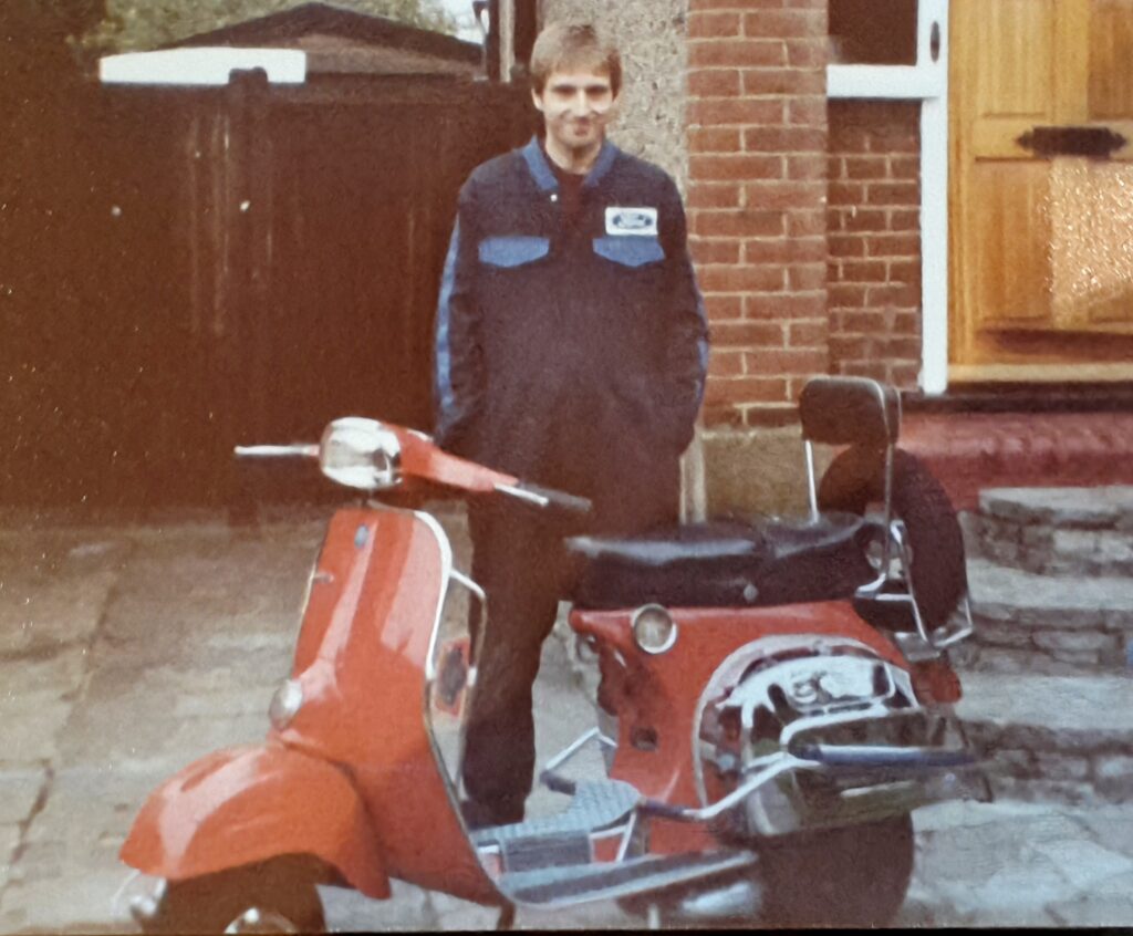 Rob Quartermain with the Vespa 150 Super