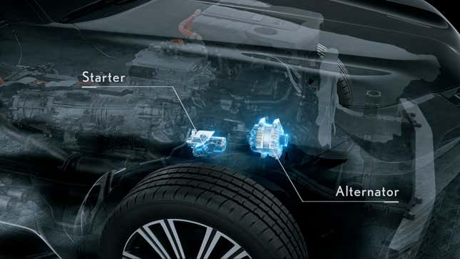 Powertrain cutaway of a Lexus LX 700h hybrid