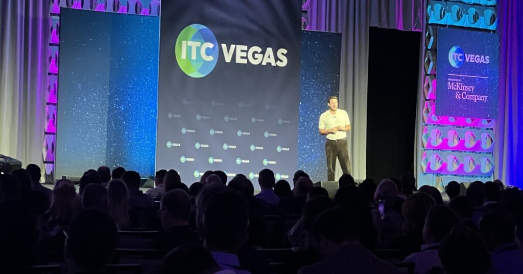 AI futurist Zack Kass looks ahead during ITC keynote