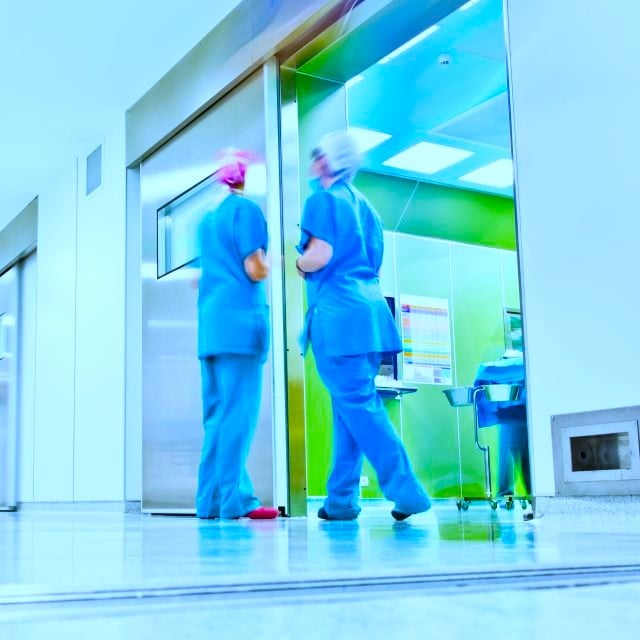 Nurses talking in a hospital