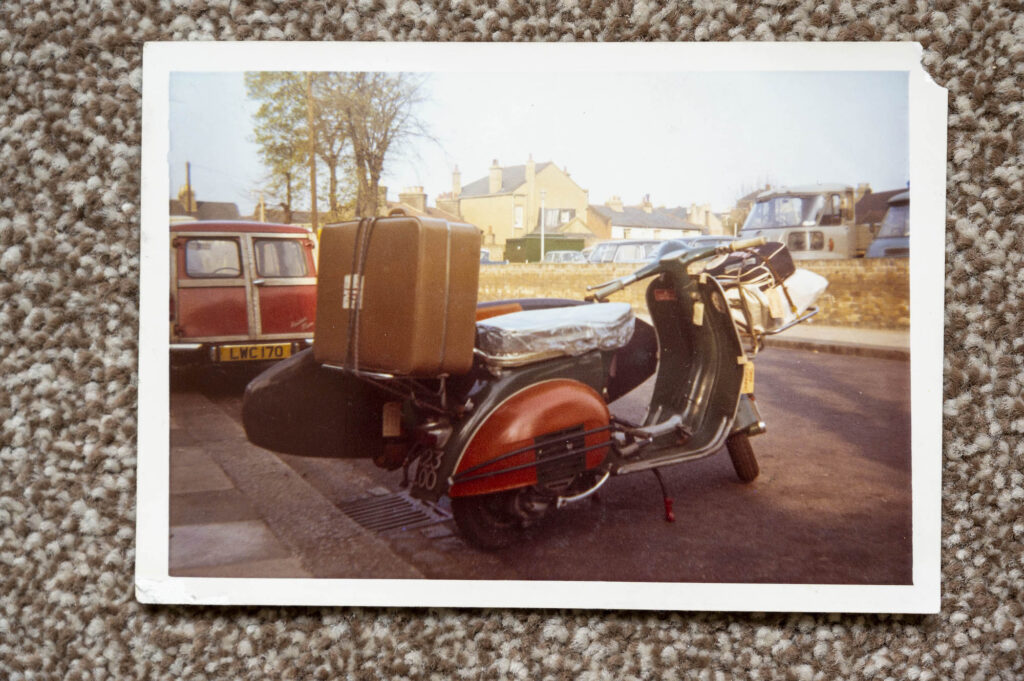 Vespa 150 Sportique with surfboard